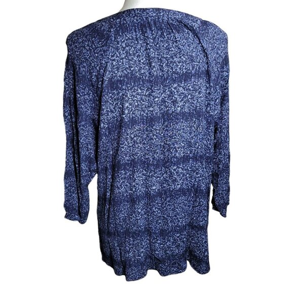 Christopher & Banks Blue Blouse‎ Womens XL Peasant Tie Lightweight Tassle - Picture 4 of 8